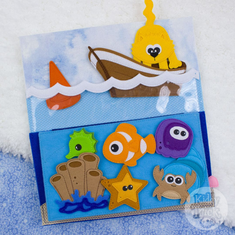 quiet book page - sea animals