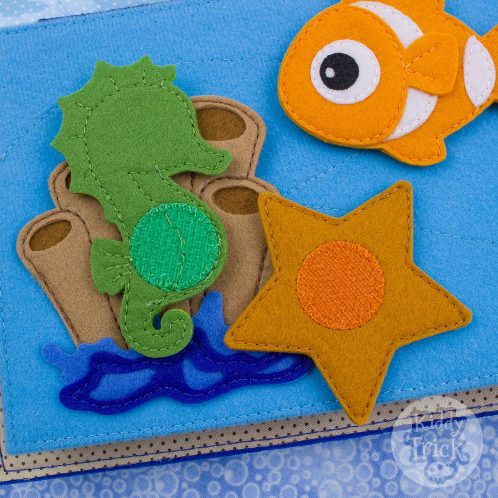 felt seahorse back view