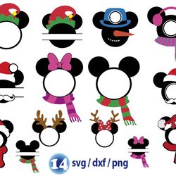 disney christmas monogram svg, mickey christmas ears svg, disney holiday svg, disney merry christmas svg png