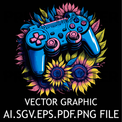 game controller and flowers on background digital file svg,png,ai,eps,pdf files sublimation digital file