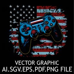 game multicolor controller on american flag background digital file svg,png,ai,eps,pdf files sublimation digital file