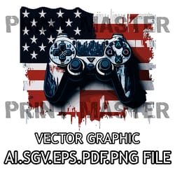 game multicolor controller on american flag background digital file svg,png,ai,eps,pdf files sublimation digital file