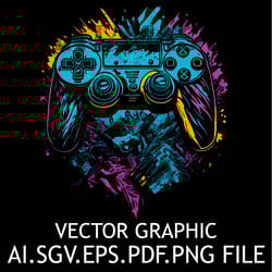 game multicolor controller on colorful graffiti background digital file svg,png,ai,eps,pdf playstation controller