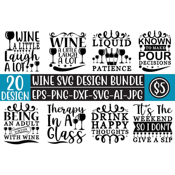 Wine Svg Bundle Png Eps Dxf Wine Svg, Wine Glass Svg, Alcoho | Inspire ...
