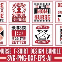 nurse t-shirt design bundle, nurse svg bundle, nurse quotes t-shirt design, png, eps files, nurse sublimation files, dig