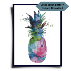 Pineapple cross stitch pattern, Fruit cross stitch pattern, Colorfull embroidery, Instant download, Digital PDF