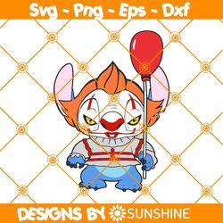 Pennywise IT x Stitch Svg, Stitch Svg, Pennywise IT Svg, Disney Halloween Svg, Horror Character Halloween Svg