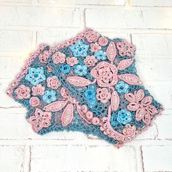 Irish crochet boho mittens