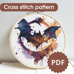 Halloween cross stitch pattern, PDF cross stitch chart Halloween