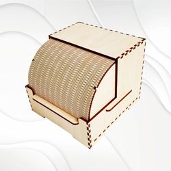 Gift jewelry box with slider lid, svg dxf design for laser cut. Laser cutting pattern.