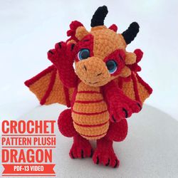 Crochet Pattern Plush Dragon PDF file in English
