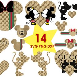mickey gucci svg, minnie gucci, gucci pattern svg, fashion brand svg, mickey head svg
