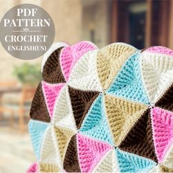 Triangle crochet pattern for a blanket, motif afghan crochet pattern, motif for baby blanket crochet, crochet patterns