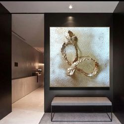 volumetric 3d sculpture painting "eternity" original abstract wall art white gold modern textured shiny to order
