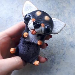 dog portrait art doll collectible teddy chihuahua realistic handmade puppy plush stuffed animal figurine