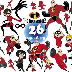 the incredibles svg, the incredibles family svg, edna mode svg, jack jack svg, frozone svg
