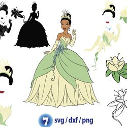 princess tiana svg, disney princess svg, disney princess silhouette png