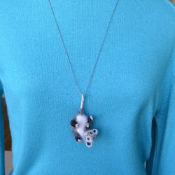 Opossum necklace pendant for women Needle felted cute wool possum realistic figurine ornament Handmade opossum replica j