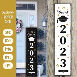 class of 2023 porch sign svg. graduation vertical front sign