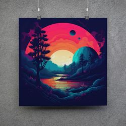 surrealistic night landscape - download and print