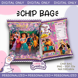 Add personalized Encanto Chip Bag, not editable