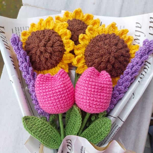 Crochet flower bouquet pattern, Mixed Flower pattern, Amigu - Inspire ...