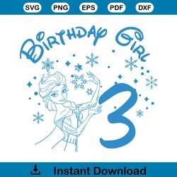 cartoon character 3rd birthday girl shirt design file for cricut