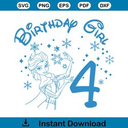 cartoon character 4th birthday girl shirt design file for cricut