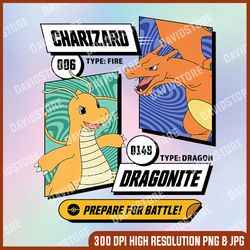 pokemon - dragonite charizard prepare for battle premium png, dragonite png, pokemon png, charizard png, png high