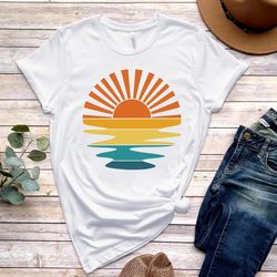 retro sunset rays wavy shirt, vintage shirt, retro sunshine shirt, sun rays tee, beachy vibes tee, retro summer time