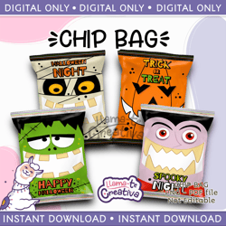 Halloween Pack Chip Bag, Instant Download, not editable