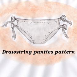 drawstring panties pattern, panty sewing pattern, linen panties pattern plus size, linen lingerie pattern plus (12sizes)