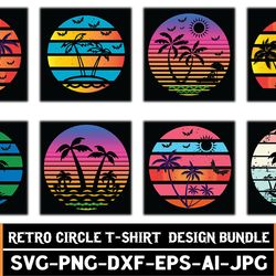 retro circle t-shirt design bundle