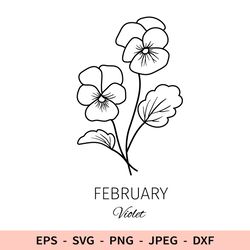 Violet Birth Flower Svg Silhouette February Birthday File for Cricut dxf for laser cut