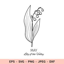 Lily of the valley Svg Birth May Flower Svg Silhouette May Birthday File for Cricut dxf for laser cut
