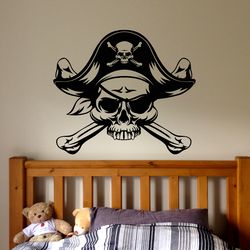 Pirate Skull, Pirate Skull And Crossbones, Sticker For Pirate Fans, Wall Sticker Vinyl Decal Mural Art Decor