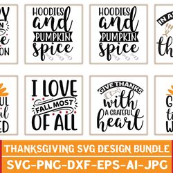 thanksgiving sentiments five svg bundle - 12 svg, clipart, cut and printable files - personal and small business use - t