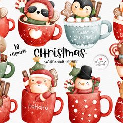 10 christmas mug svg, christmas svg, christmas animal, christmas woodland
