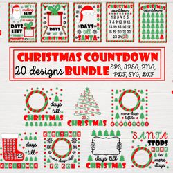 20 designs christmas countdown svg bundle, christmas is coming