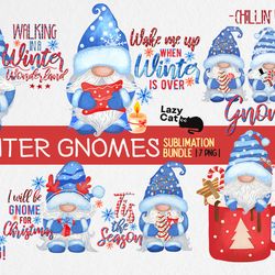 winter gnomes sublimation png bundle, christmas gnome
