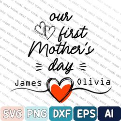 personalized first mother's day svg, mothers day matching svg, mother's day svg, personalized name svg, first mothers da