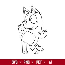 bingo dog outline svg, bluey bingo svg, bluey svg, cartoon svg, png pdf ai digital file