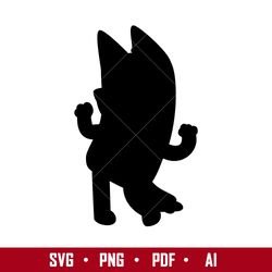 bingo dog silhouette  svg, bluey bingo svg, bluey svg, cartoon svg, png pdf ai digital file