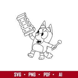 bingo heeler outline svg, bluey bingo svg, bluey svg, cartoon svg, png pdf ai digital file