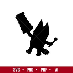bingo heeler silhouette svg, bluey bingo svg, bluey svg, cartoon svg, png pdf ai digital file