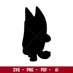 bluey bingo dog silhouette svg, bingo heeler svg, bluey svg, cartoon svg, png pdf ai digital file
