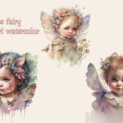 cute fairy baby girl watercolor