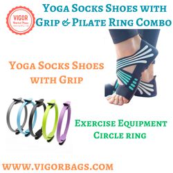 Power Yoga Socks Shoes with Grip & Pilate Ring Combo Pack(non US Customers)