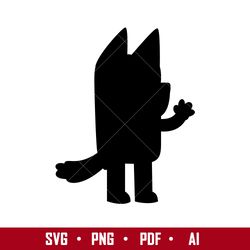 bluey dog silhouette svg, bluey svg, cartoon svg, png pdf ai digital file