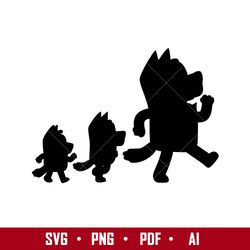 bluey family silhouette 2 svg, bluey svg, cartoon svg, png pdf ai digital file